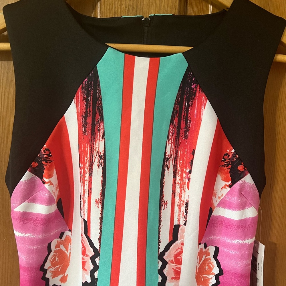 Bisou Bisou Sleeveless Dress with Pink and Black Floral Design, Size 2 - Picture 3 of 5